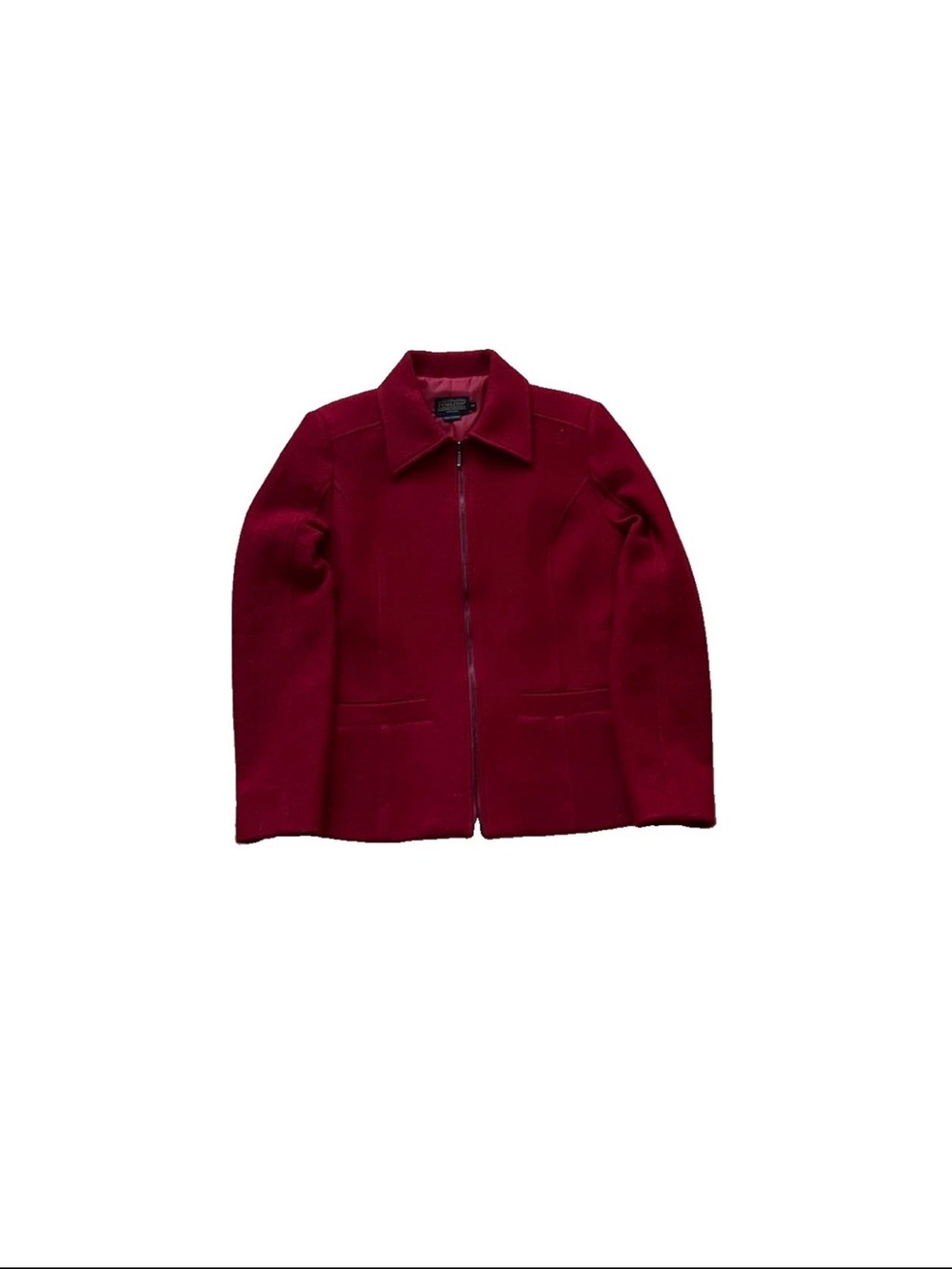 Pendleton Women's Red Full Zip 100% Merino Wool Blazer Jacket Size XS